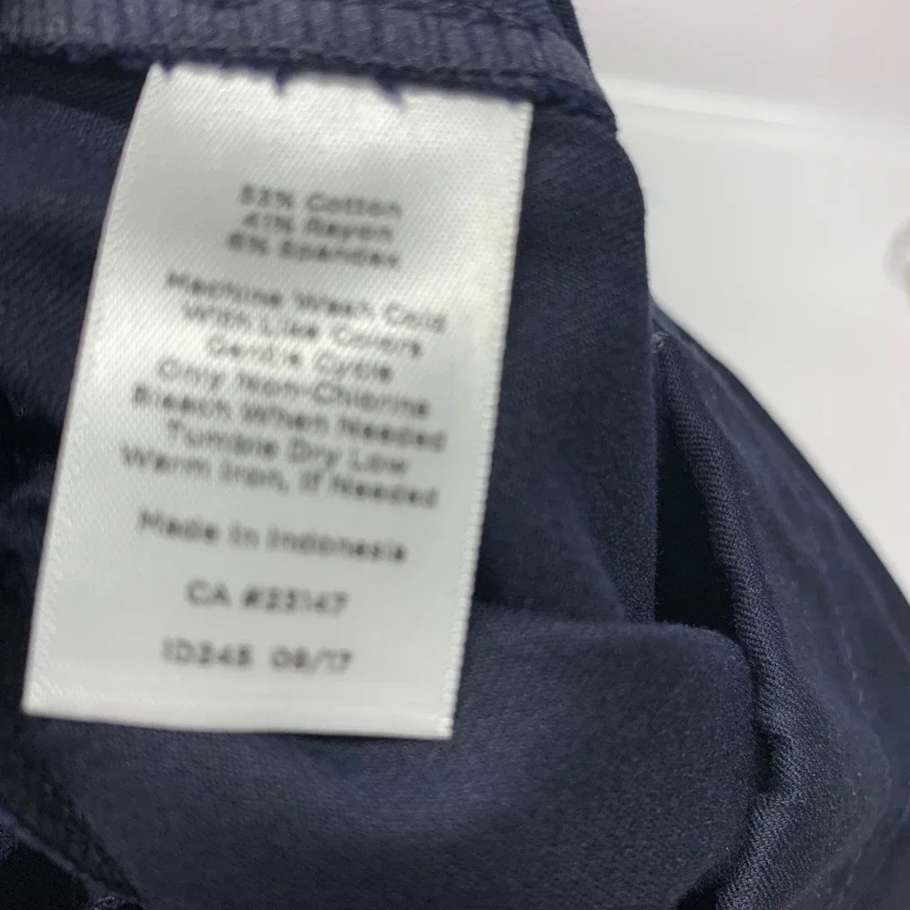 Talbots Skinny Ankle Pants Navy Blue 6P Stretch Elastic Waist Business New